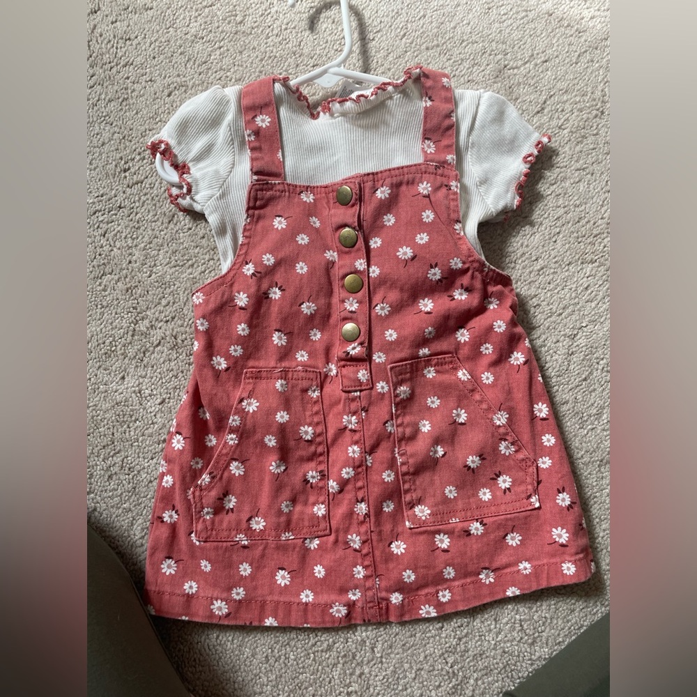 Daisy print denim dress